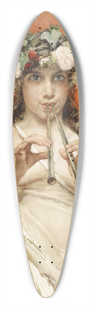 Francisco Pradilla - boy playing the flute 39.3 inch art pintail longboard deck Francisco Pradilla - boy playing the flute 39.3 inch art pintail longboard deck