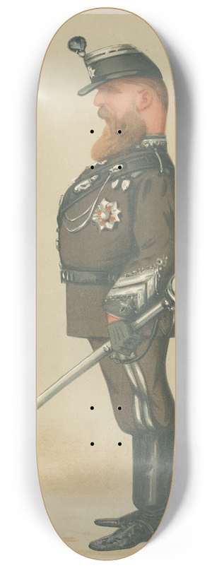 Carlo Pellegrini - Military and Navy; The Auxillary Forces, Viscount Bury, May 1, 1875 8.25 inch art skate deck Carlo Pellegrini - Military and Navy; The Auxillary Forces, Viscount Bury, May 1, 1875 8.25 inch art skate deck