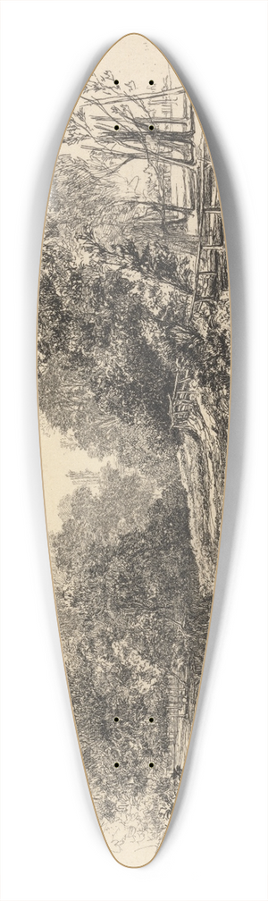 Francis Seymour Haden - A River in Ireland 39.3 inch art pintail longboard deck