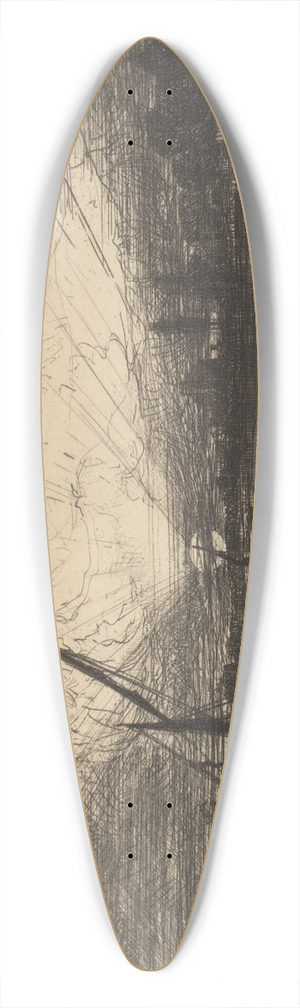 Francis Seymour Haden - Sunset on the Thames 39.3 inch art pintail longboard deck