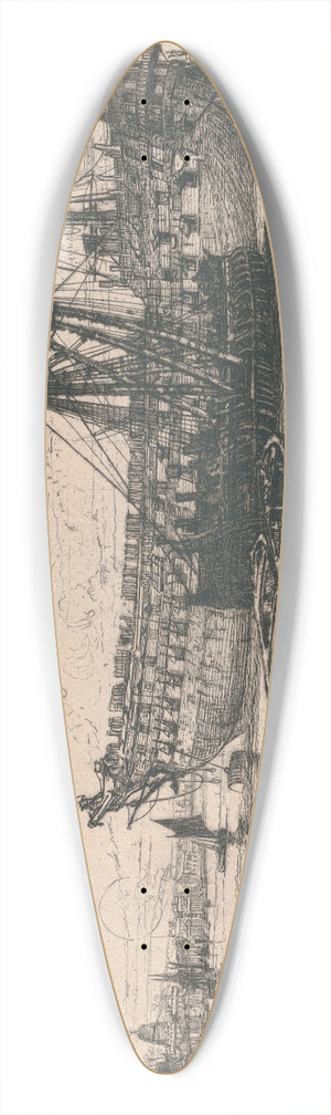 Francis Seymour Haden - The Breaking Up of the Agamemnon, no. 1 39.3 inch art pintail longboard deck Francis Seymour Haden - The Breaking Up of the Agamemnon, no. 1 39.3 inch art pintail longboard deck