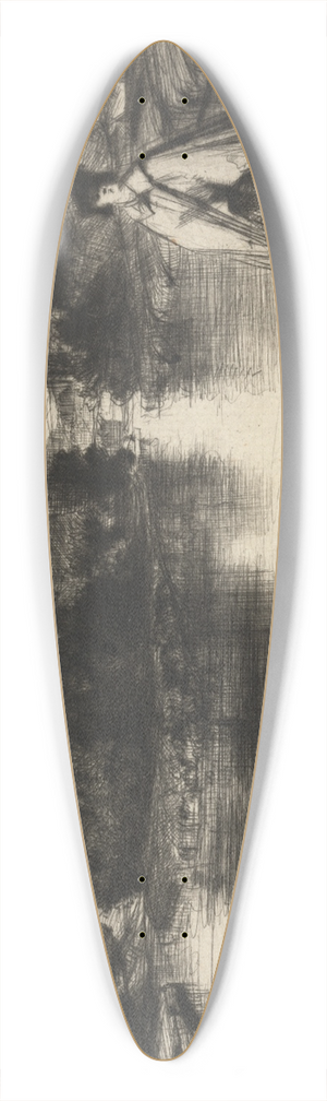 Francis Seymour Haden - The Towing Path 39.3 inch art pintail longboard deck