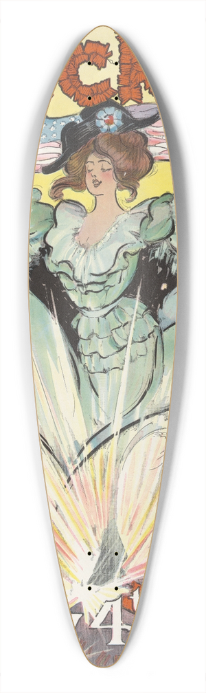 Frank Arthur Nankivell - Puck July 4th 1904 39.3 inch art pintail longboard deck