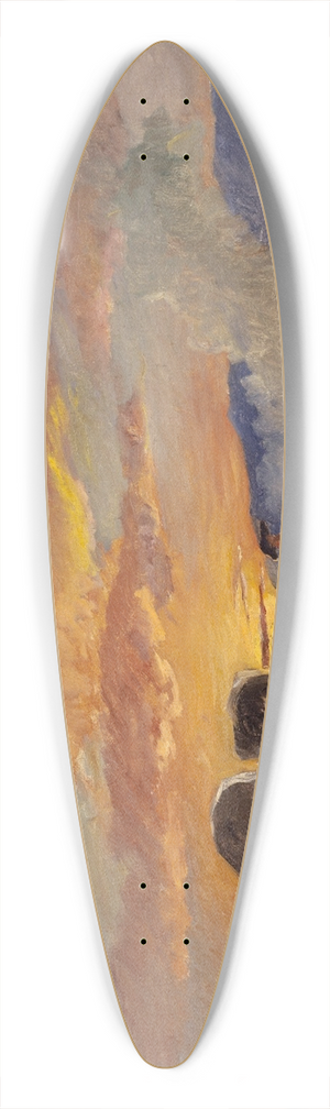 Frank Buchser - Campfire at Sunrise in the Laramie Plains 39.3 inch art pintail longboard deck
