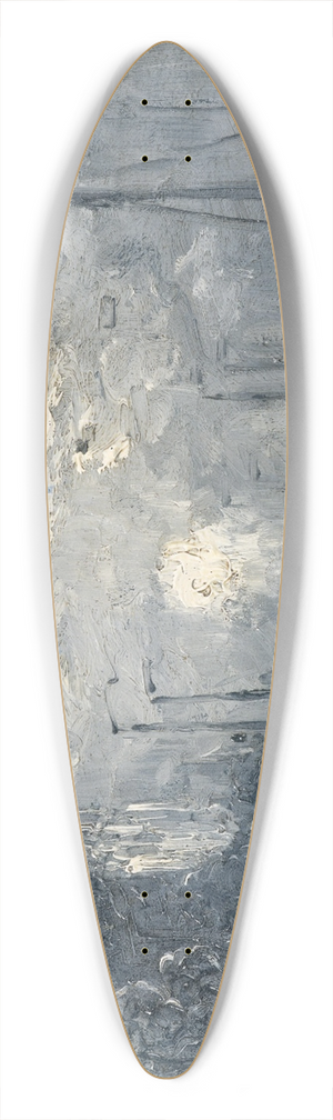 Frank William Boggs - A River in Moonlight 39.3 inch art pintail longboard deck