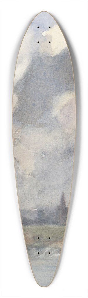 Frans Smissaert - Rivierlandschap met kerktoren, bij storm 39.3 inch art pintail longboard deck