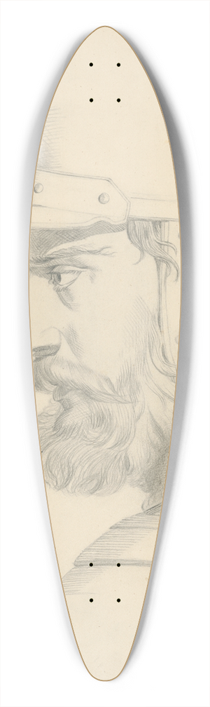 Frantiek Klimkovi - Mans head with a helmet 39.3 inch art pintail longboard deck