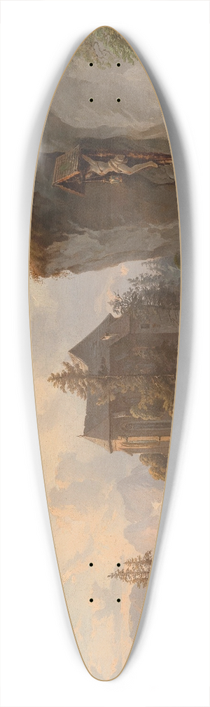 Franz Barbarini - A Mountain Landscape with a Chapel and Wayside Shrine 39.3 inch art pintail longboard deck