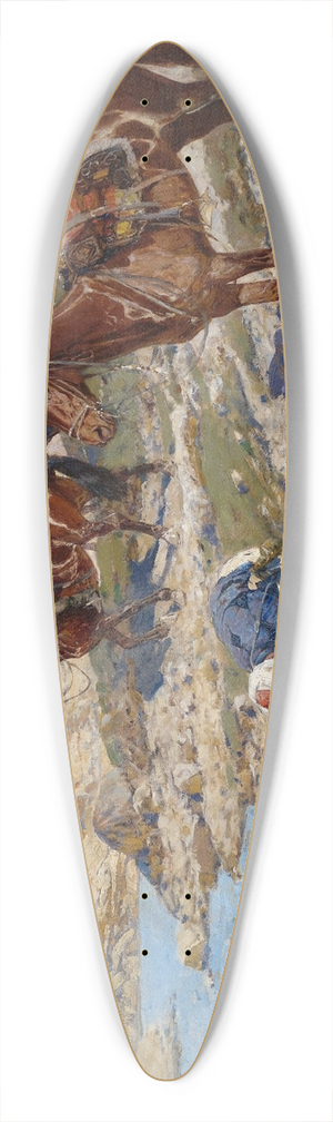 Franz Roubaud - Circassian Horsemen at a River 39.3 inch art pintail longboard deck