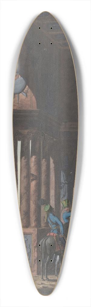Franz von Hauslab the Younger - Two Mounted Soldiers in Classical Ruins, for a poem by Cremes 39.3 inch art pintail longboard deck
