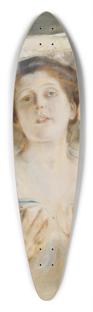 Franz von Lenbach - Bildnis einer Dame mit mit weiem Hut 39.3 inch art pintail longboard deck