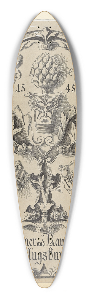 Franz von Stuck - Kramer und Kaufleuth zu Augsburg, Vorlagenzeichnung fr Allegorien und Embleme 39.3 inch art pintail longboard deck