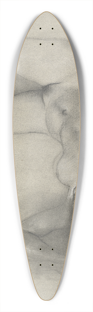 Franz von Stuck - Nude Woman Lying on the Ground 39.3 inch art pintail longboard deck