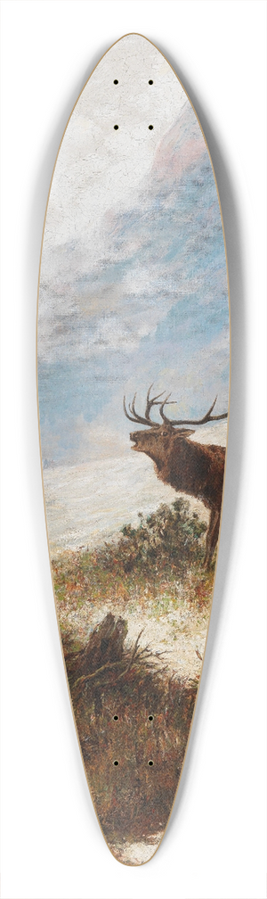 Franz Xaver von Pausinger - Bellowing Stag in a Winter Landscape 39.3 inch art pintail longboard deck