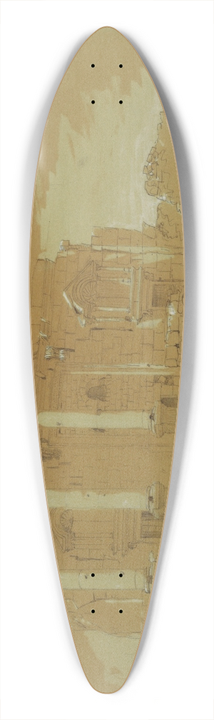 Frederic Edwin Church - Temple at Mismiyeh, Syria 39.3 inch art pintail longboard deck Frederic Edwin Church - Temple at Mismiyeh, Syria 39.3 inch art pintail longboard deck