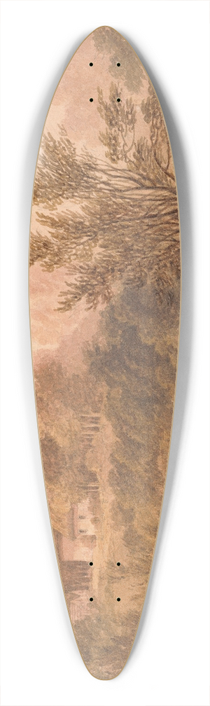 Frederick Calvert - A Lane with Figures  Isle of Wight 39.3 inch art pintail longboard deck