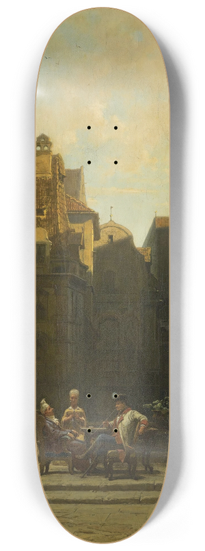 Carl Spitzweg - Die Plauderstunde (A Good Gossip) 8.25 inch art skate deck