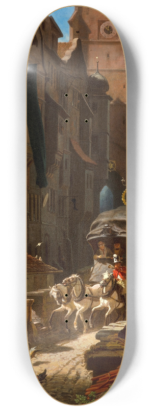 Carl Spitzweg - The arrival of the stagecoach 8.25 inch art skate deck