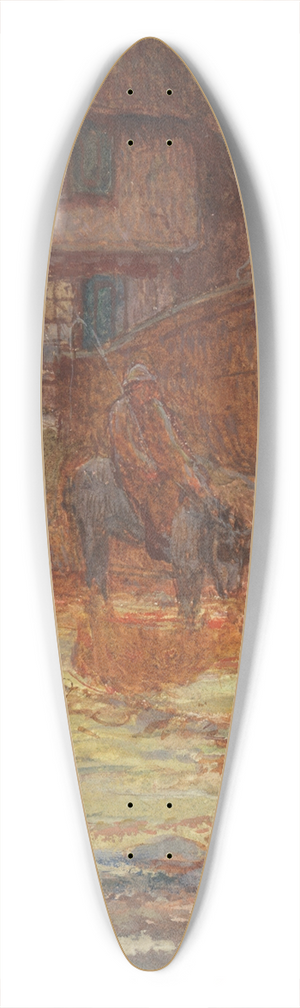 Frederick Walker - Evening in the village 39.3 inch art pintail longboard deck