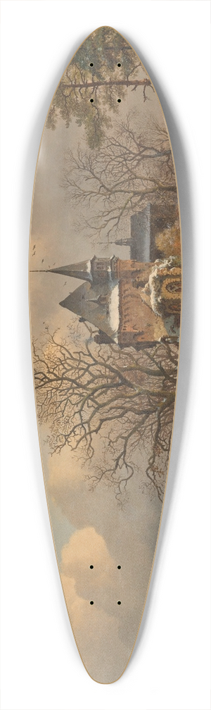 Frederik Marinus Kruseman - Winter landscape with skaters 39.3 inch art pintail longboard deck Frederik Marinus Kruseman - Winter landscape with skaters 39.3 inch art pintail longboard deck