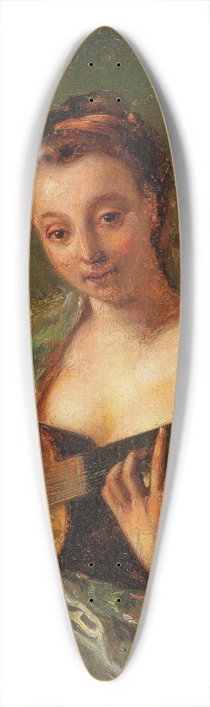 French School - Lady playing the guitar 39.3 inch art pintail longboard deck