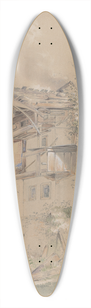 Friedrich Carl von Scheidlin - Picturesque Environment of Village Cottage 39.3 inch art pintail longboard deck