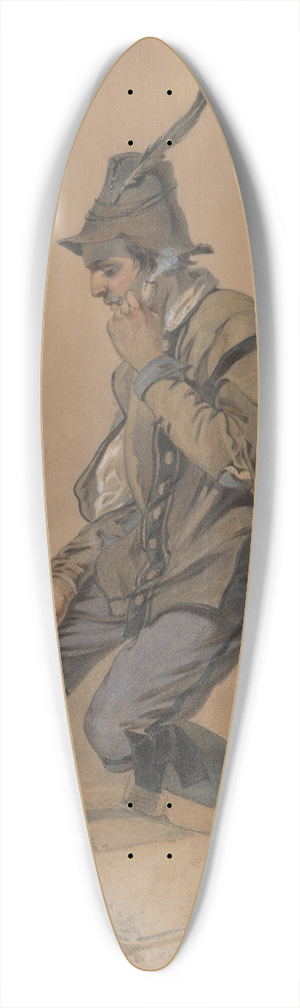 Friedrich Carl von Scheidlin - Study of a Smoking Man 39.3 inch art pintail longboard deck