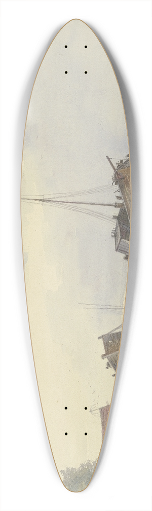 Friedrich Ernst Morgenstern - Werft am Rheinufer bei Niederwalluf 39.3 inch art pintail longboard deck