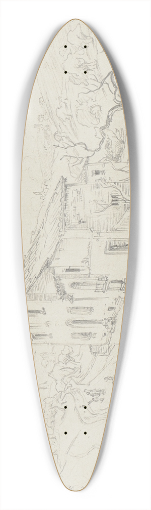 Friedrich Metz - An einem Haus vorbeifhrende Landstrae, im Hintergrund San Miniato al Monte in Florenz 39.3 inch art pintail longboard deck