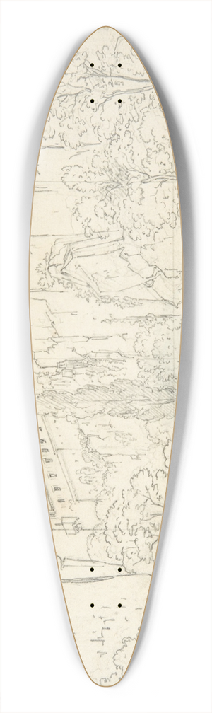 Friedrich Salath - Italian View; A Pathway and Arbor at the Base of Cliffs 39.3 inch art pintail longboard deck