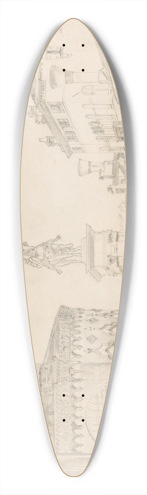 Friedrich von Nerly - View of the South side of the church of Santi Giovanni e Paolo in Venice, with Verrocchios statue of Bartolomeo Colleoni 39.3 inch art pintail longboard deck
