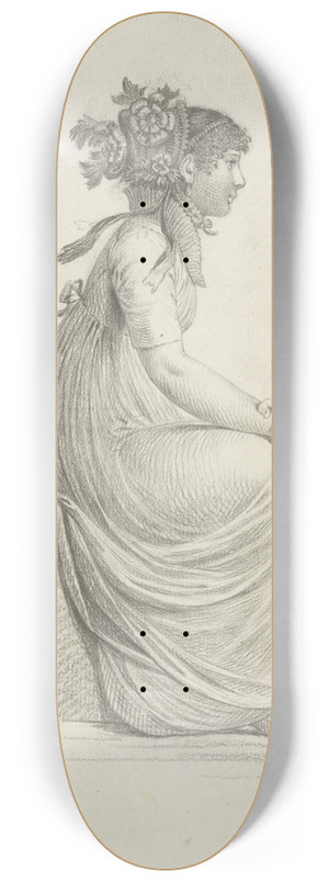 Carl Wilhelm Kolbe the elder - A Seated Young Woman Wearing a Fashionable Hat 8.25 inch art skate deck