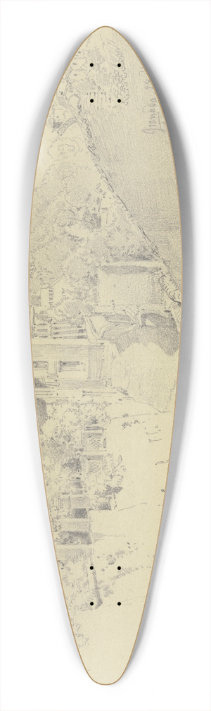 Fritz Bamberger - Straenzug in Granada, im Vordergrund an eine Mauer gelehnt eine Mutter mit zwei Kindern 39.3 inch art pintail longboard deck