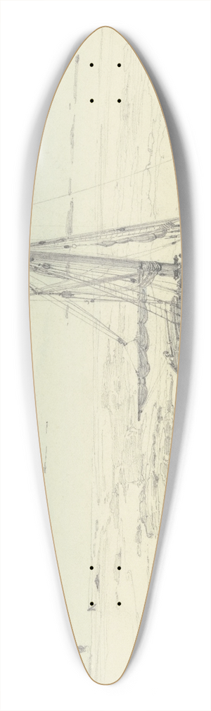 Fritz Bamberger - Strand mit groem Fischerboot und Lastwagen, von vier Paar Pferden gezogen 39.3 inch art pintail longboard deck