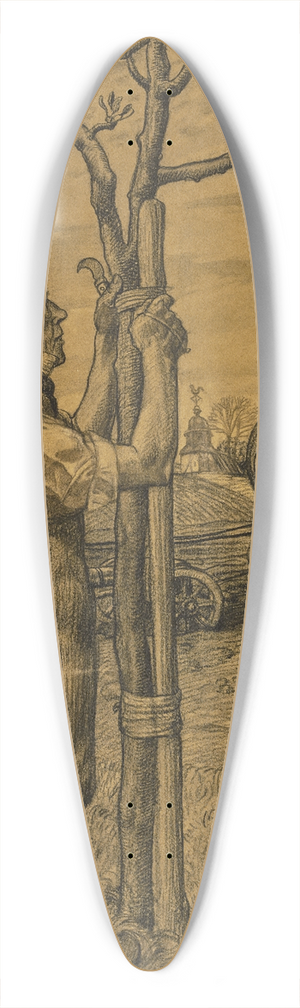 Fritz Boehle - Grtner, einen Baum anbindend 39.3 inch art pintail longboard deck