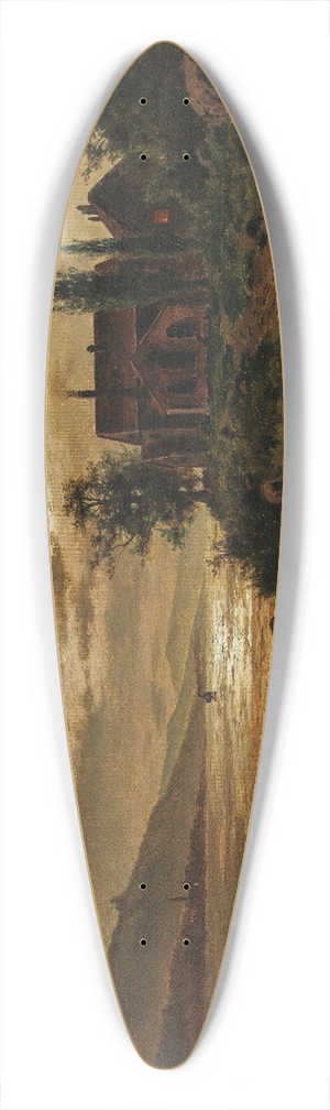 Fritz Chwala - A Lake Landscape in the Moonlight 39.3 inch art pintail longboard deck