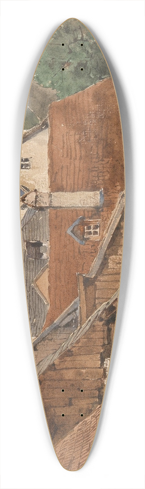 Fritz Lach - Roofs of houses in Eisenerz 39.3 inch art pintail longboard deck