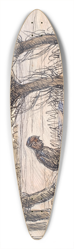 Fritz Syberg - Tidlig om Morgenen kom en Bondemand 39.3 inch art pintail longboard deck Fritz Syberg - Tidlig om Morgenen kom en Bondemand 39.3 inch art pintail longboard deck