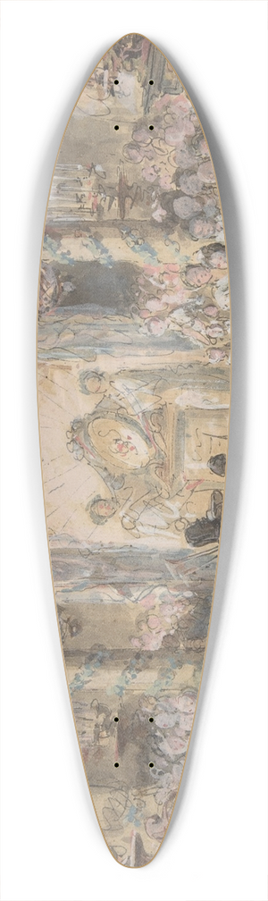 Gabriel de Saint-Aubin - Theatrical Divertissement Offered at a Gala Evening Party 39.3 inch art pintail longboard deck Gabriel de Saint-Aubin - Theatrical Divertissement Offered at a Gala Evening Party 39.3 inch art pintail longboard deck