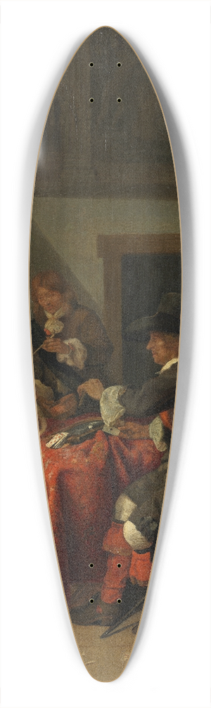 Gabriel Metsu - A Card Game 39.3 inch art pintail longboard deck