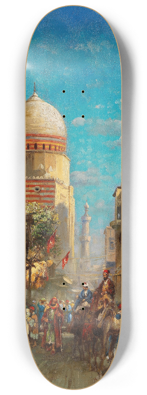 Carl Wuttke - Straenszene an der Kai-Bey-Moschee in Kairo 8.25 inch art skate deck