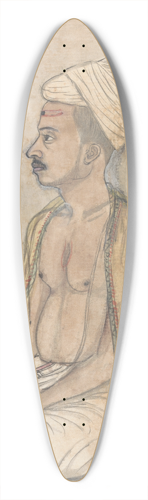 Gangaram Chintaman Tambat - Man with a Yellow Shawl Sitting Crosslegged 39.3 inch art pintail longboard deck Gangaram Chintaman Tambat - Man with a Yellow Shawl Sitting Crosslegged 39.3 inch art pintail longboard deck