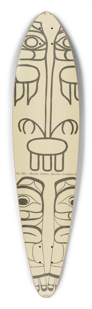 Garrick Mallery - Haida Tattoo; double thunder-bird, double raven 39.3 inch art pintail longboard deck