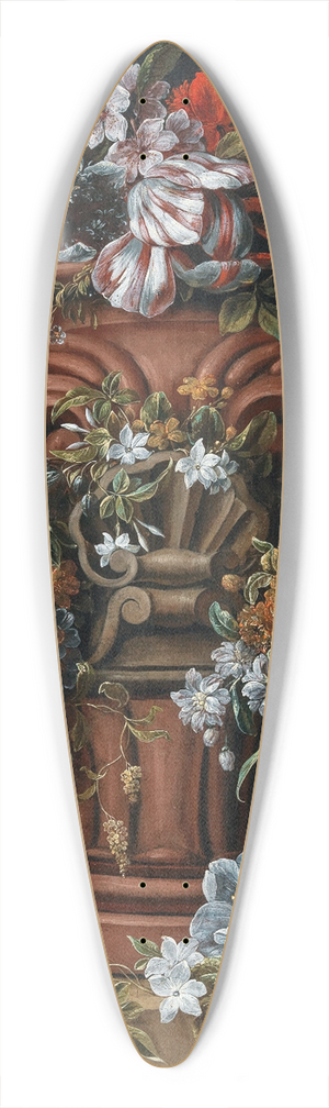 Gaspar Peeter Verbruggen the Younger - Flowers in a sculpted urn on a stone ledge 39.3 inch art pintail longboard deck