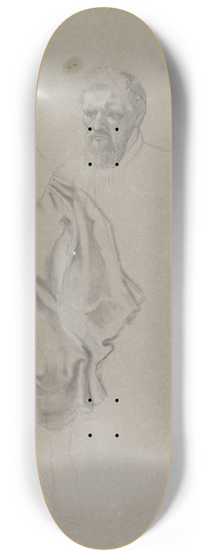 Adolph Tidemand - Skjegget mannshode, gevant og fot 8.25 inch art skate deck