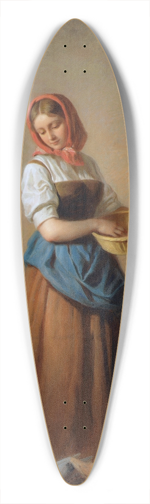 Georg Decker - Ein Mdchen, Hhner und Tauben ftternd 39.3 inch art pintail longboard deck