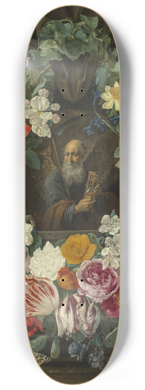 Carstian Luyckx - Allegory of Time in the wreath of flowers 8.25 inch art skate deck