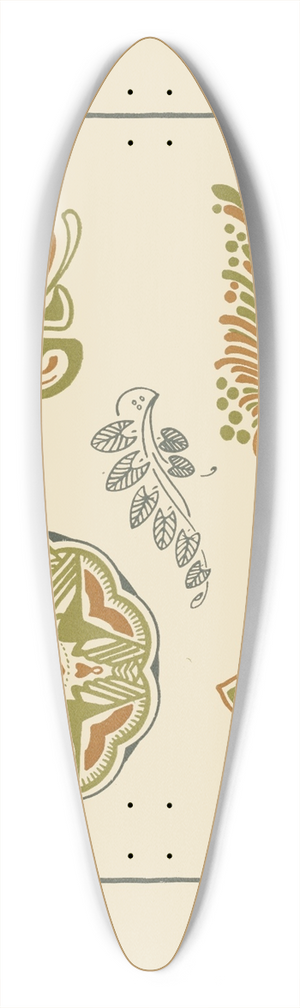 George Auriol - Abstract design based on leaves and organic shapes 39.3 inch art pintail longboard deck