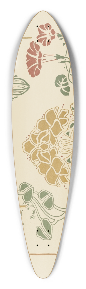 George Auriol - Abstract design based on leaves and trumpet-shaped flowers 39.3 inch art pintail longboard deck