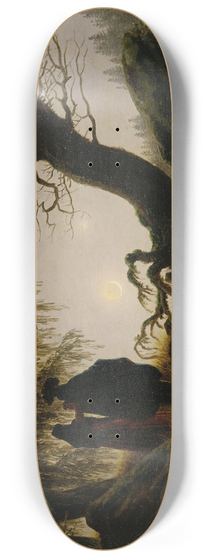 Caspar David Friedrich - Man and Woman contemplating the moon 8.25 inch art skate deck